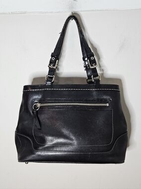 Coach Vintage Hampton Carry All Black Leather Shoulder Bag